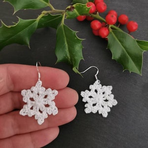 Handmade Crocheted Earrings, Crocheted Snowflakes Earrings, Hand Crocheted Snowflakes Earrings,  Boho&Hippie Earrings, Christmas earrings