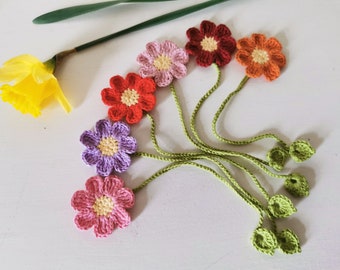 Handmade Floral Bookmarks,  Flowers Bookmark, Hand Crochet Colourful Flowers Bookmarks, Book lovers gift, Teachers gift