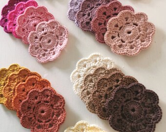 Handmade Crochet Cotton Face Scrubbies, Floral Makeup Remover Pads, Pack of 4