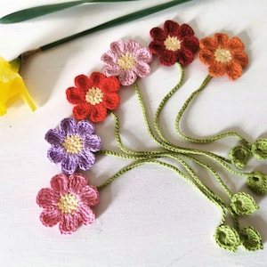 Handmade Crochet Floral Bookmark, Cotton Book Lover Gift