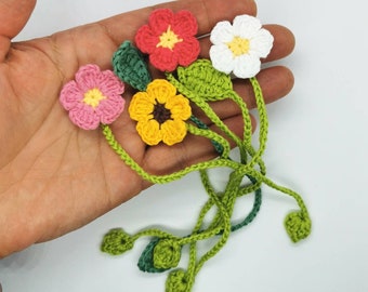 Crochet soft flowers and leaf umbilical cord ties for newborn babies, Eco baby, Plastic-free cord clamp, Newborn shower gift, 100% Cotton