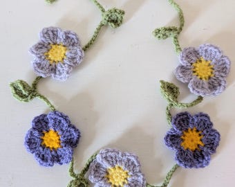 Handmade Crochet Purple Flower Garland, Nursery, Campervan Decorations