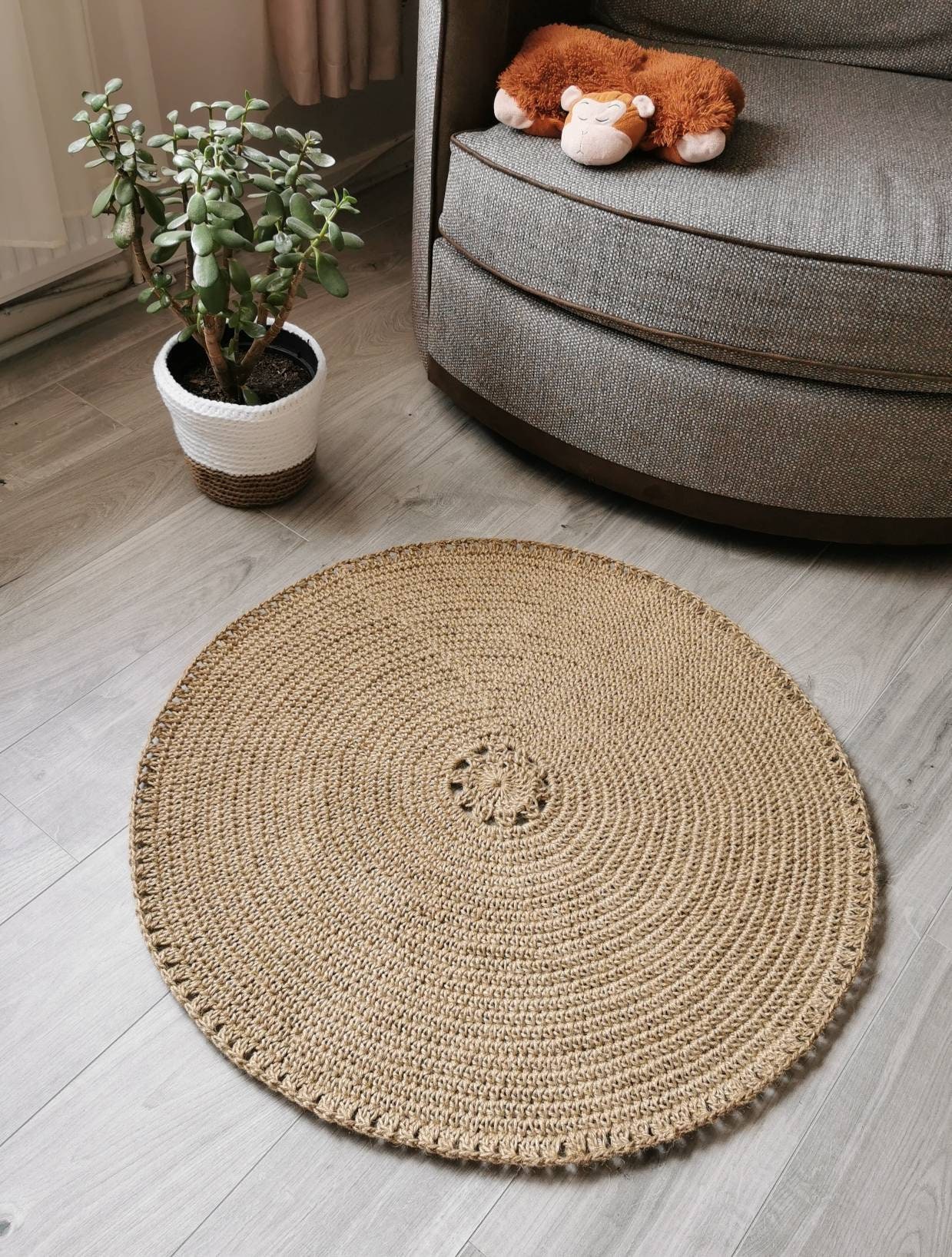 Handmade jute rug Crochet jute rug Rustic style rug 100 Etsy