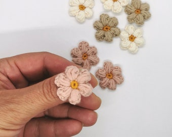 Handmade Crochet Flower Applique, Pastel Embellishments (Set of 3)