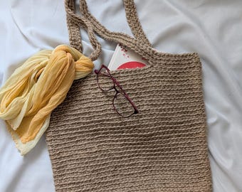Crochet Jute Tote Bag, Trendy Hippie Purse, Handmade