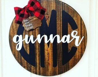 Personalized Baby Announcement Wood Sign: Birth Stats, Nursery Decor