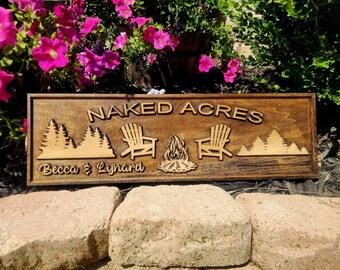 Personalized Wood Sign: Rustic 2.5D Family Name, Outdoor Decor, Camp Decor