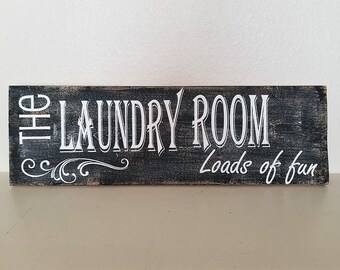 Hand-Painted Rustic Laundry Room Sign –Wood Decor