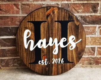 Personalized Family Name Wood Sign: Round Farmhouse Decor
