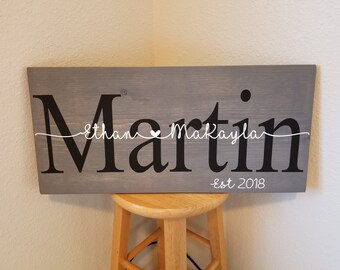 Personalized Family Name Wood Sign, Established Date, Wedding Gift