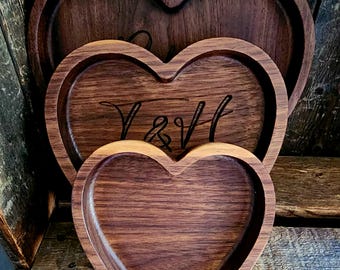 Handcrafted Walnut Heart Tray Set – Food-Safe Charcuterie Boards