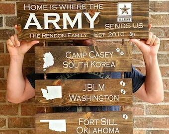 Hand-Painted Military Duty Station Sign | Personalized Army Retirement Gift