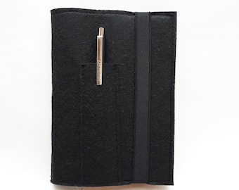 Felt book cover with pen and notebook DIN A6