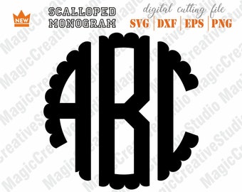 Scalloped Monogram Font SVG | Alphabet Letters SVG | Circle Alphabet DXF | Svg Cutting Fonts |Svg Files for Silhouette Cameo or Cricut