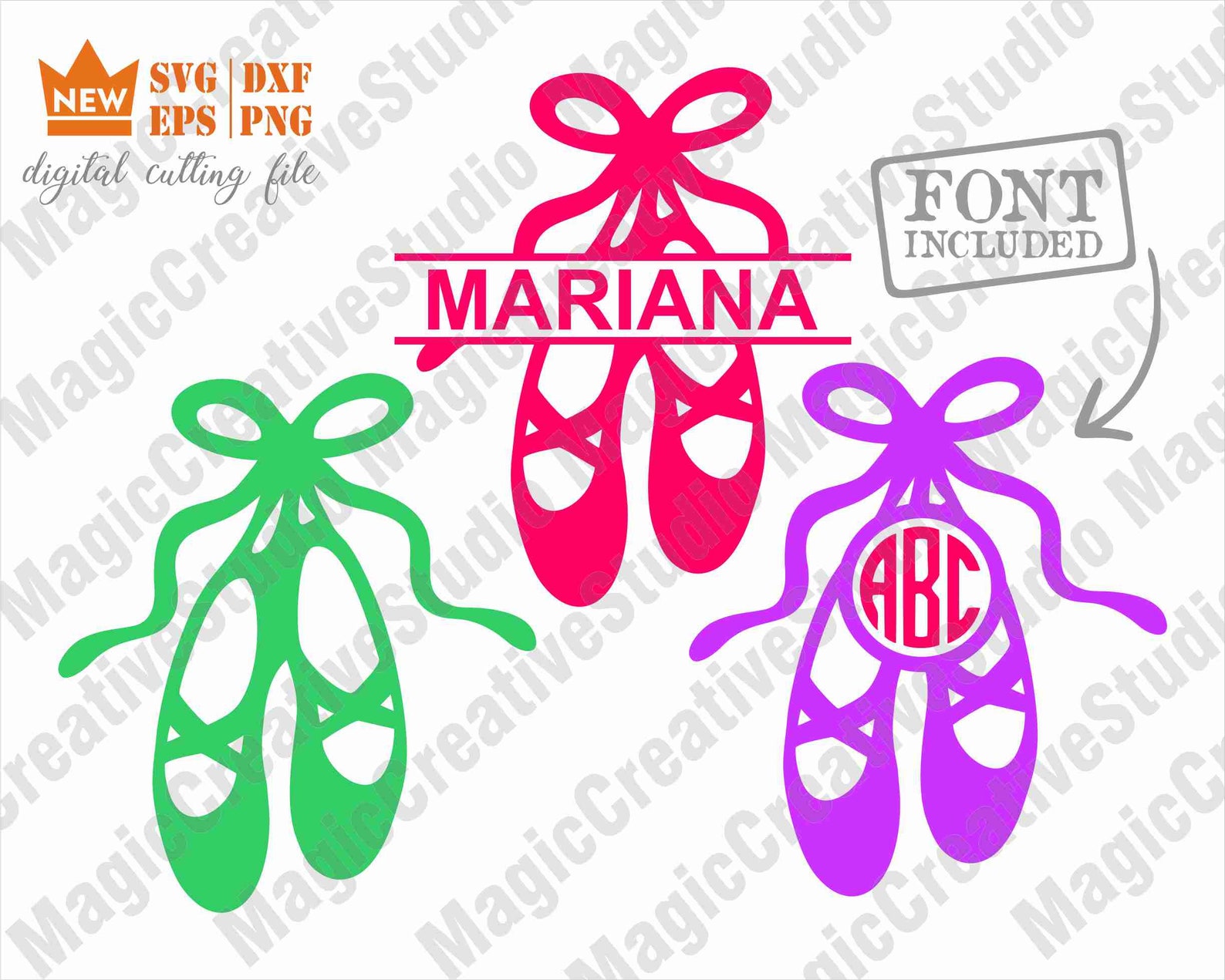 ballet shoes monogram svg / ballerina svg / ballet shoes svg / dance svg / svg, png, dxf, eps files / silhouette cut files, cric