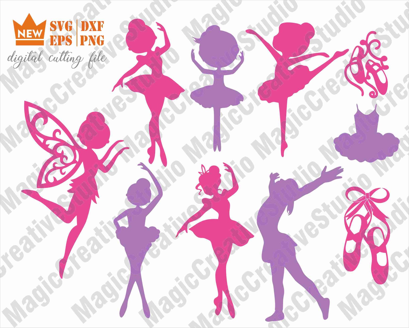 ballet dancer svg bundle / ballet dancer clipart / ballarina, dance clipart / svg, png, dxf, eps files / silhouette cut files, c