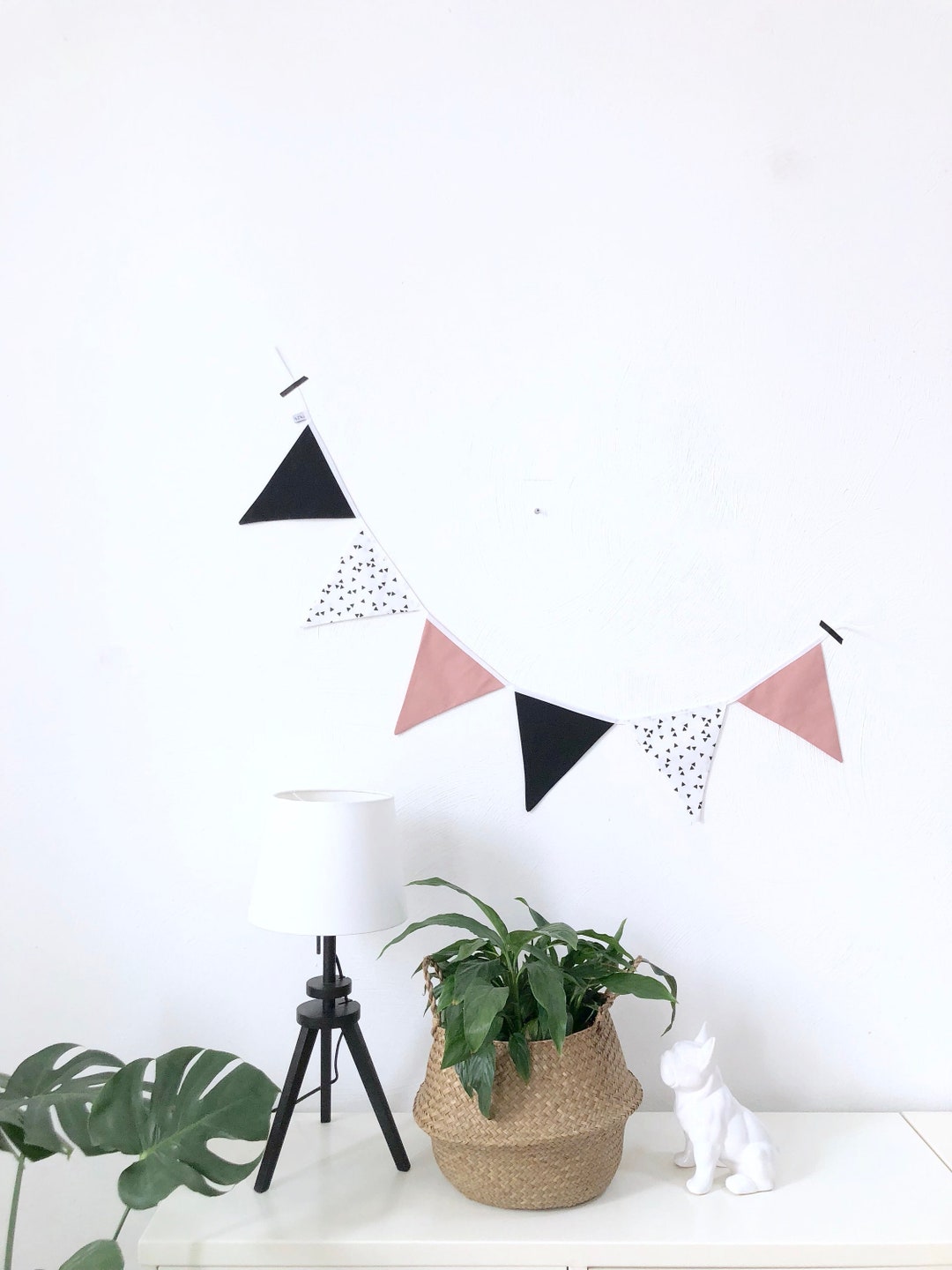 Pennant Powder Pink-triangles-black - Etsy