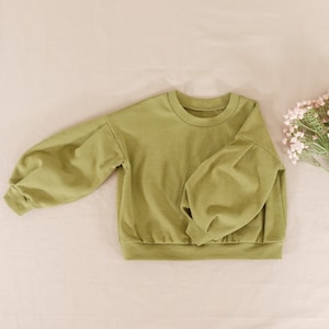Easy Girl and Baby Drop Shoulder Puff Sleeve Top Oversized T-shirts Knit PDF Sewing Patterns Kids Toddler Children 3M - 10Y Video Tutorial