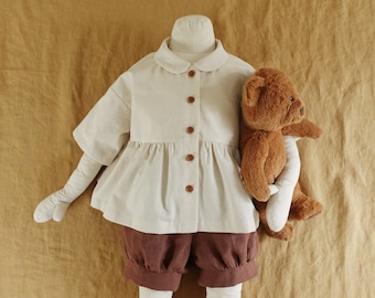 Molde para blusa infantil feminina: Blusa com ombros caídos (tamanhos 12 meses a 10 anos) (Molde em PDF)