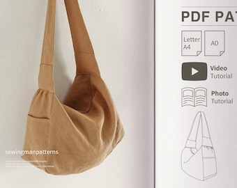 Side Pocket Hobo Bag Sewing Pattern | Shoulder Bag Easy Pattern | 3 sizes Small Medium Large | Beginner Sewing | Instant Download