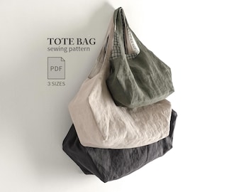 Pentagon Tote Bag Sewing Pattern PDF, Minimalist Shoulder Bag, 3 Sizes, Digital Download, Video tutorial