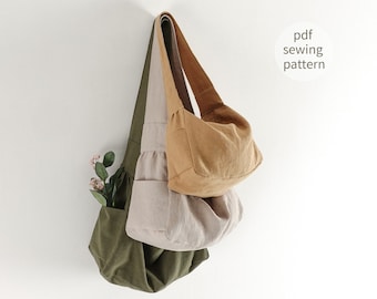 Side Pocket Shoulder Bag Sewing Pattern | Hobo Bag Easy Sewing Pattern | 3 sizes | Daily Bag | Beginner Sewing pattern | Instant Download