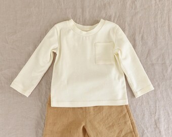 Eeay Schnittmuster | Unisex Basic-T-Shirt-Schnittmuster für Kleinkinder und Kinder | Größen 3 Monate–10 Jahre | PDF-Jersey-T-Shirt-Schnittmuster | Kurz- und Langarm. Video-Anleitung