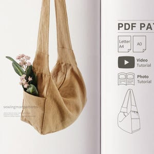 Side Pocket Hobo Bag Sewing Pattern | Shoulder Bag Easy Pattern | 3 sizes | Small Medium Large | Beginner Sewing | Bag Woven Sewing Pattern