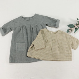 Girl and baby PDF Sewing Patterns | Drop Shoulder Dress Top Blouse Clothes Pattern | Instant Download Toddler kids | 9M~10Y | Video Tutorial