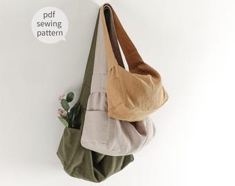 Side Pocket Shoulder Bag Sewing Pattern | Hobo Bag Easy Sewing Pattern | 3 sizes | Daily Bag | Beginner Sewing pattern | Instant Download