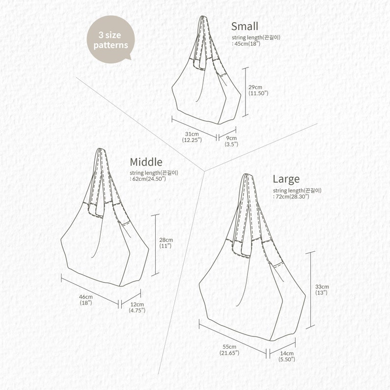 Minimalist Bag Sewing Pattern | Pentagonal Shoulder Bag Sewing Pattern | 3sizes | Hand Bag Easy Sewing Pattern | Tote Bag Pattern image 5