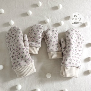 Easy Pattern | Kid and Adult Mittens Pdf Sewing Pattern | Baby and Toddler Winter Knit Mitterns Sewing Pattern | Instant Download Pattern