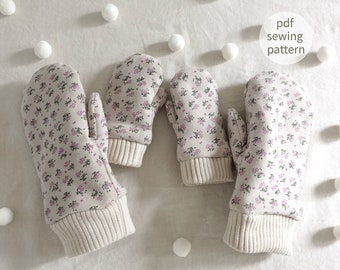 Easy Pattern | Kid and Adult Mittens Pdf Sewing Pattern | Baby and Toddler Winter Knit Mitterns Sewing Pattern | Instant Download Pattern