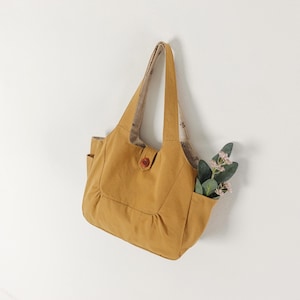 Easy Pattern | Button Tote Bag Sewing Pattern | Shirred Design | 3 Sizes | PDF Pattern | Shoulder Bag PDF Sewing pattern | Beginner Sewing