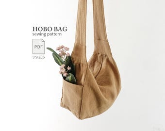 Side Pocket Hobo Bag Sewing Pattern | Shoulder Bag, 3 Sizes, Beginner Friendly (PDF)