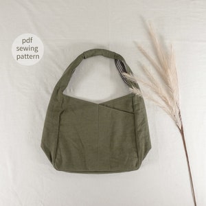 Einfaches Muster | Tragetasche Pdf Muster | Schultertasche Schnittmuster | Doppelseitige Hobo-Tasche Schnittmuster | Stoff Hobo Bag | Anfänger Nähen
