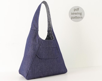 Triangle Hobo Bag Pattern | Shoulder Bag Sewing Pattern | Double Sided Hobo Bag Sewing Pattern | Beginner Sewing | Instant Download Pattern