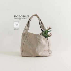 Hobo Bag Sewing Pattern PDF, Reversible Shoulder Bag, 2 Sizes, Digital Download, Video Turorial, Beginner