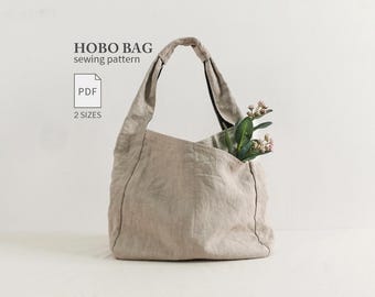 Hobo Bag Sewing Pattern PDF, Reversible Shoulder Bag, 2 Sizes, Digital Download, Video Turorial, Beginner