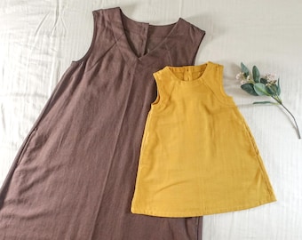 Mommy and Me A-Line Dress Sewing Pattern: Sleeveless Tank Top with Pockets (PDF Pattern)