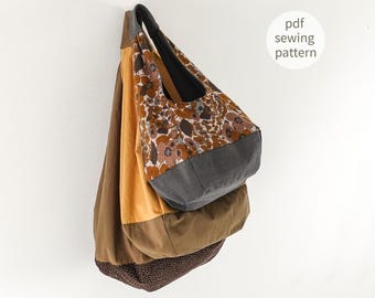Easy Bag Patterns for Beginners | Diamond Hobo Bag Sewing Pattern | No Overlock Needed | 3 sizes | Woven Sewing pattern | Instant Download