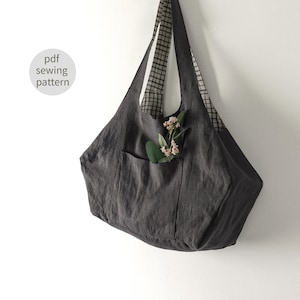 fünfeckige Schultertasche Schnittmuster 3Größen | Handtasche einfach Schnittmuster | Tragetasche Muster | Taschenmuster | Anfänger Schnittmuster