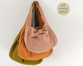 Ribbon Hobo Bag sewing Pattern | Easy Hobo Bag sewing pattern | Shoulder Bag PDF sewing pattern | 3 Size | Beginner Sewing | Cute Hobo Bag