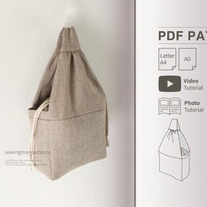 Naaipatroon emmertas | Naaipatroon zakje met trekkoord | 3 maten (pdf-patroon) | Project Bucket bag pdf-patroon | Direct downloaden