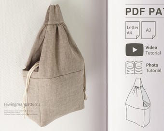 Bucket Bag Sewing Pattern | Drawstring Pouch Sewing Pattern | 3 Sizes (PDF Pattern) | Project Bucket bag PDF Pattern | Instant Download