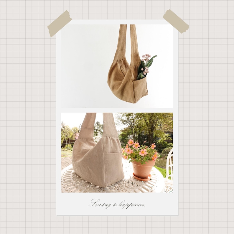 Side Pocket Shoulder Bag Sewing Pattern | Hobo Bag Easy Sewing Pattern | 3 sizes | Daily Bag | Beginner Sewing pattern | Instant Download image 2