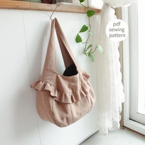 Patron de couture de sac hobo à volants | à motif de sac à bandoulière à volants | à motif de sac fourre-tout à volants | 3 tailles | Patron de couture pour sac mignon | Couture pour débutants