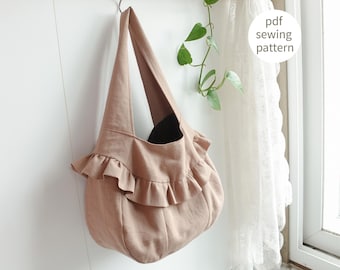 Frill Hobo Bag sewing Pattern | Frill Shoulder Bag pattern | Frill Tote Bag pattern | 3 sizes | Cute Bag sewing Pattern | Beginner Sewing