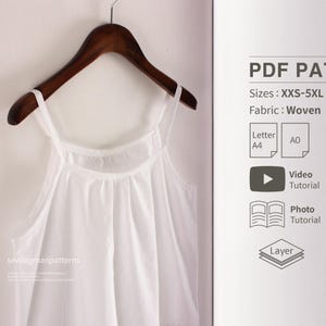 簡単パターン | 女性用Aラインスリップの縫製パターン | スリップドレスの縫製パターン | レーススリップのパターン | ヴィンテージスリップのパターン | キャミソールのPDF