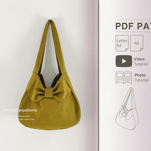 Ribbon Hobo Bag sewing Pattern | Easy Hobo Bag sewing pattern | Shoulder Bag sewing pattern | Woven Sewing pattern | Instant Download